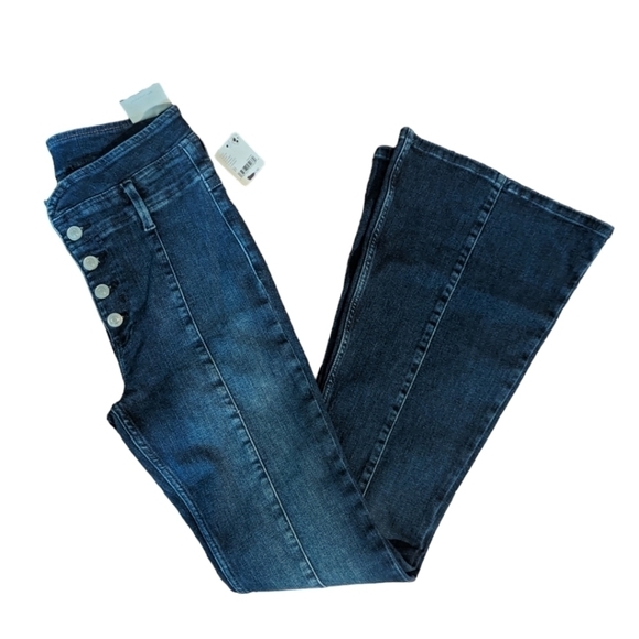Free People After Dark Mid Rise Flare exposed fly front denim jeans NWT W27 L33 - Picture 9 of 12